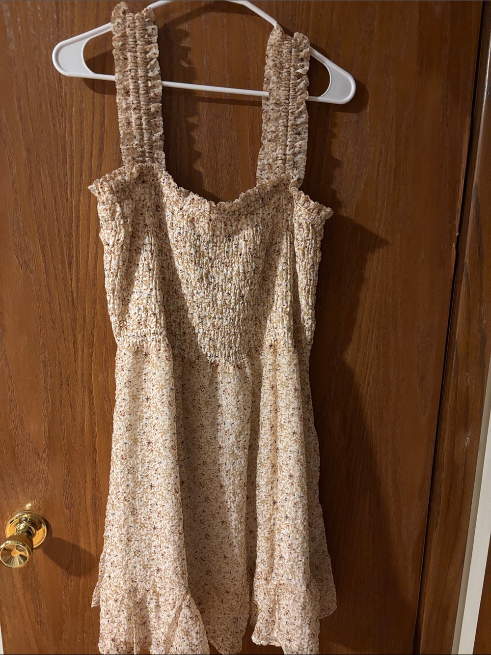 Smocked Floral Sundress in Cream
